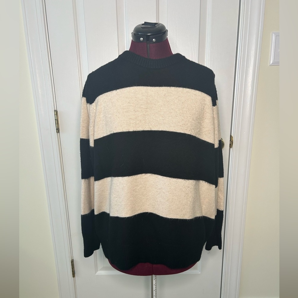 NWT: PURE Brushed Stripe Boyfriend Sweater.Size: US 14-16
